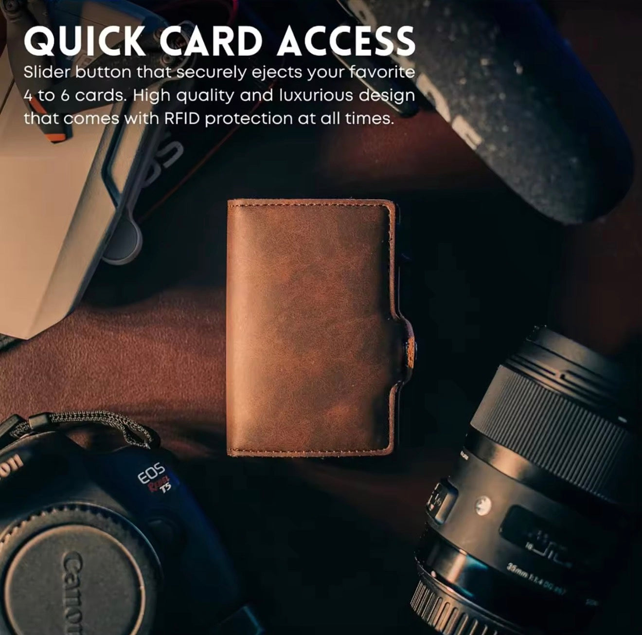 Smart Pop-Up Card Holder Wallet with RFID Protection | Slim & Secure Quick Access Everyday Carry