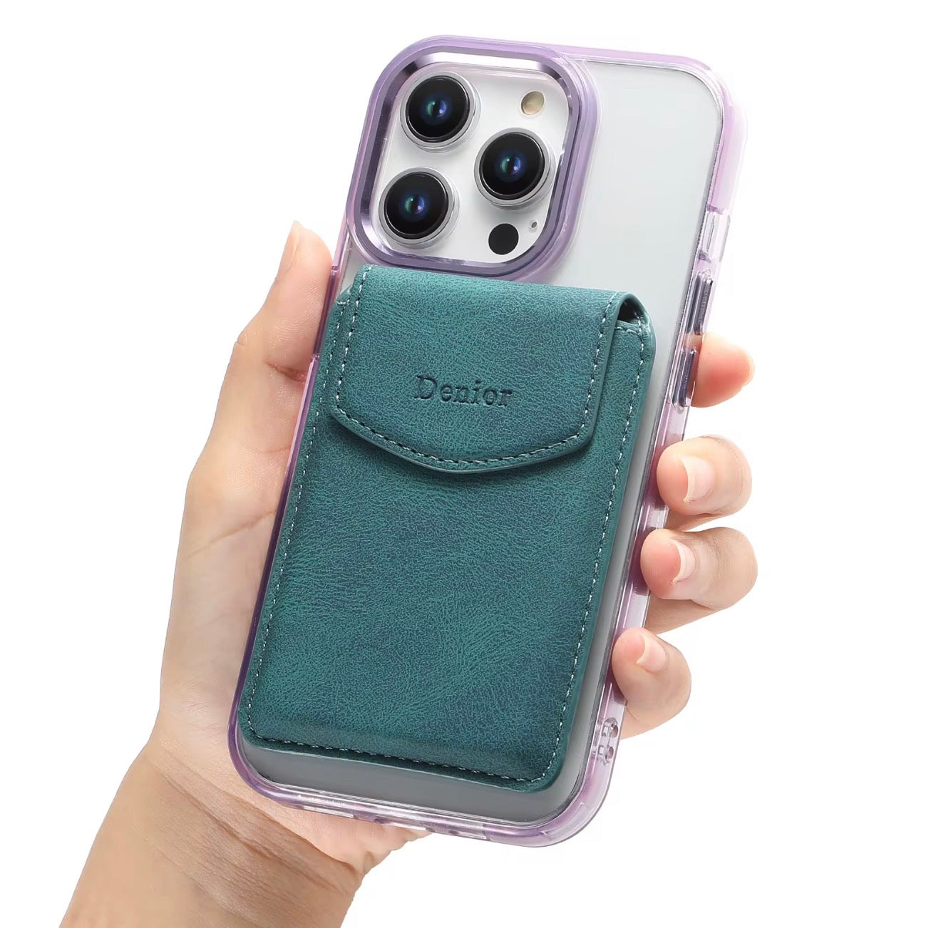 PU Leather Magnetic Card Holder Wallet with Snap Cover – Slim, Secure & MagSafe Compatible