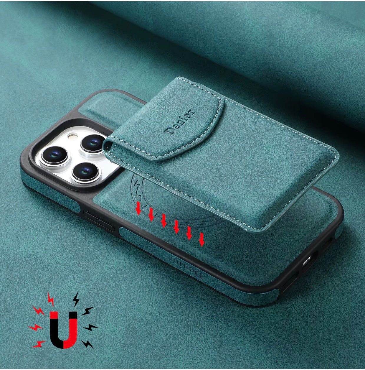 PU Leather Magnetic Card Holder Wallet with Snap Cover – Slim, Secure & MagSafe Compatible