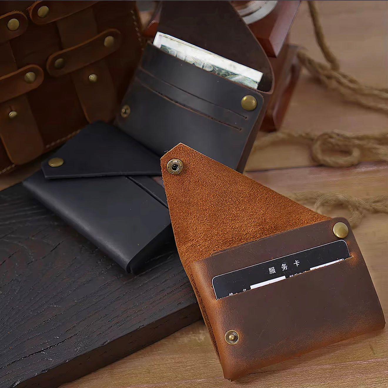 Modern Minimalist Snap Closure Card Holder | Compact Slim Wallet for Cards & Cash