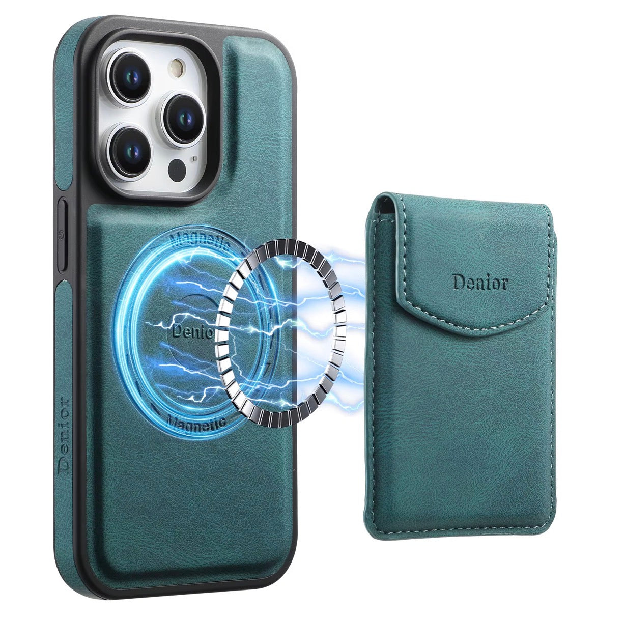 PU Leather Magnetic Card Holder Wallet with Snap Cover – Slim, Secure & MagSafe Compatible