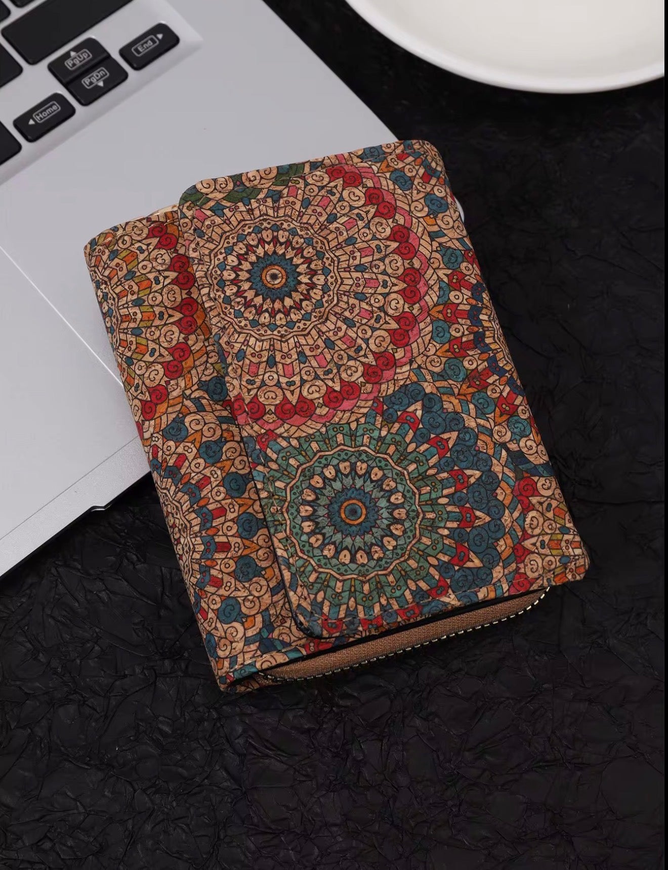 Women’s Cork Wallet – Stylish Boho Print Purse with Multiple Card Slots, Coin Pocket & Zipper | Lightweight, Eco-Friendly, Vegan Leather Alternative | Perfect Gift for Women